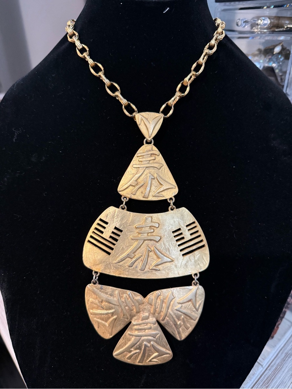 Castlecliff Gold-Tone Asian Motif Statement Necklace